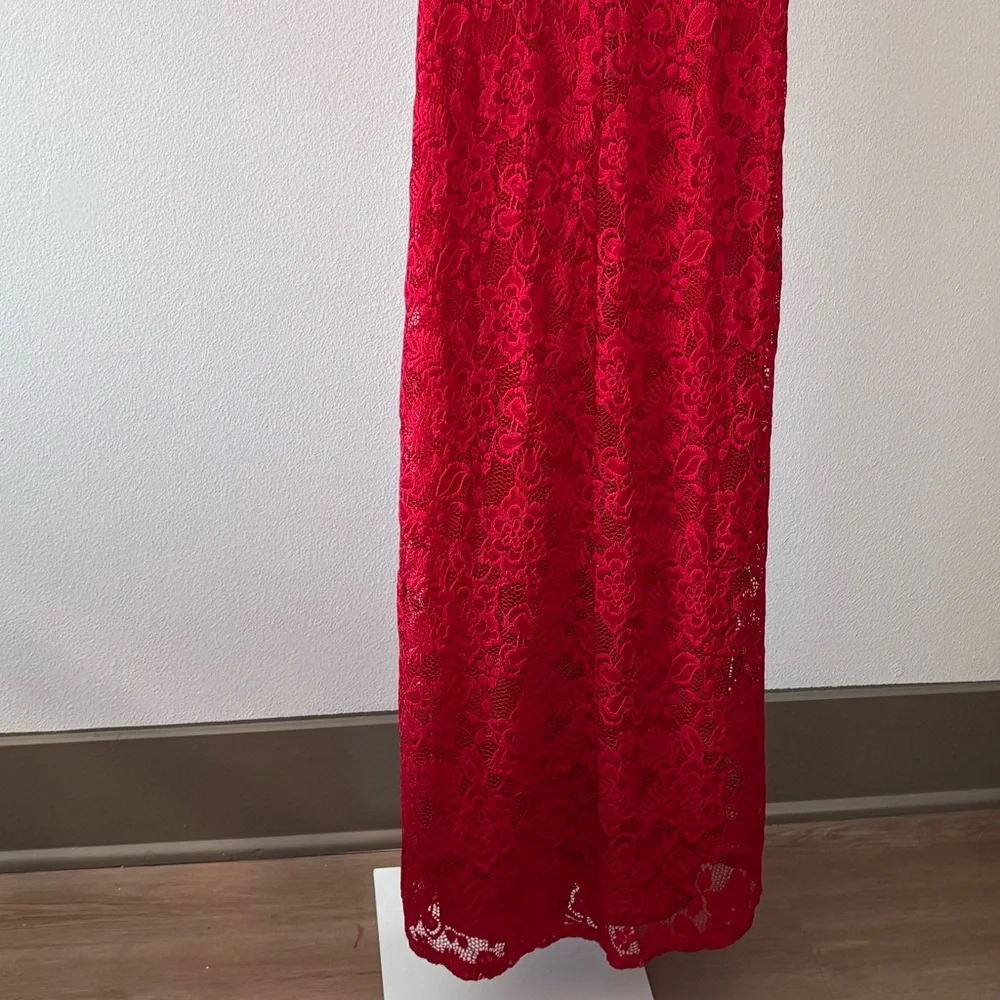 Windsor Gown Large Maxi Split V Neck Scallop Lace Floral Girlhoodcore Romantic - Picture 4 of 12